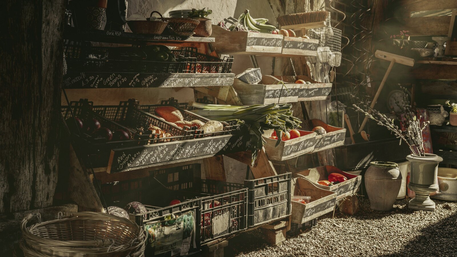 Inside the farm shop, set up in the old milking parlour